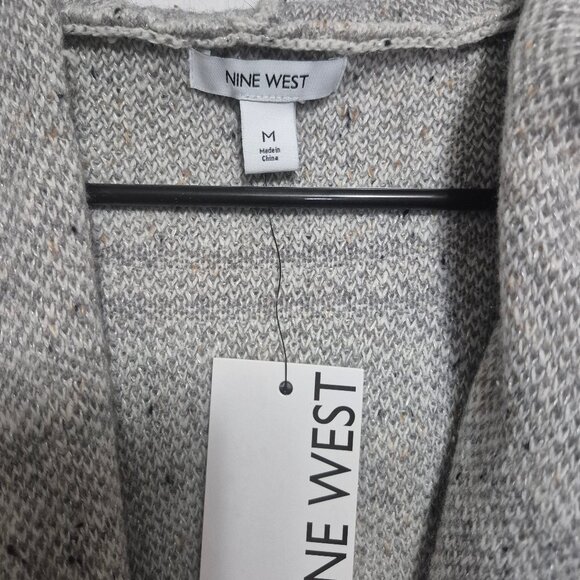 Nine West Hooded Cardigan Sweater M NWT Open Front Wool Blend Lagenlook Comfy - Picture 4 of 9